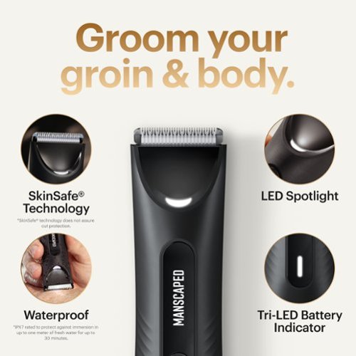 Manscaped The Lawn Mower 3.0 Plus Essentials Kit, SkinSafe Rechargeable Wet/Dry Groin and Body Hair Trimmer, Grooming Gift Set - Black WORLDWIDE DELIVERY