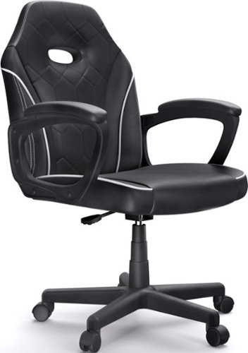ACGAM - Slim Breathable Fabric Ergonomic Chair, Computer Desk Chair, High Back Swivel Adjustable Office Chair w/ Armrests - Black-Front_Standard 