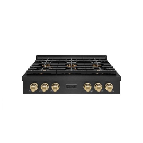 ZLINE - Autograph 36 in. 6 Burner Paramount DuoPro Gas Rangetop in Black Satin Steel and Bronze Accents (PSRTBSZ-36-CB) - Black Satin Stainless Steel