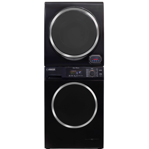 Equator - PREMIUM PET EW 826 1.6 cu ft. Compact Stackable Washer + ED 852 3.5 cu ft. Electric Dryer Vented w/Sensor 110 V - Black-Front_Standard 