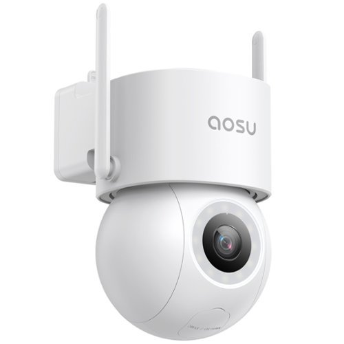AOSU - C5E2CA11 3K 5.0-MP Wi-Fi Outdoor AI-Smart Security Camera with 400-Lumen Spotlight, 360deg PTZ, and Auto - White-Front_Standard 