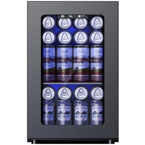 SIMZLIFE - 6 Bottles & 24 Cans Mini Beverage & Wine Refrigerator-Portable Wine Cooler with Glass Door, Mini Fridge for Home/Office - Black-Front_Standard 