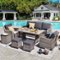 Yardgrace - 7-Piece Patio Conversation Set: 2 Swivel Rocker Chairs, Sofa, 2 Ottomans & Coffee Table, Outdoor Sectional - Gray-Front_Standard