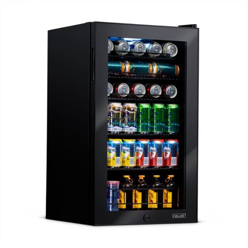 NewAir - 126 Can Freestanding Beverage Fridge with 7 Temperature Settings and Adjustable Shelves - Onyx Black-Front_Standard