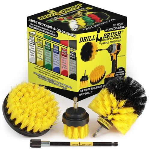 Drillbrush - Medium Stiffness Drill Brush Kit With Extension - Bathroom Cleaner - Grout Cleaner - Tile Cleaning-Front_Standard 