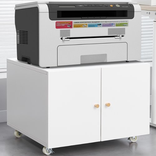 Ecooso - Metal Printer Stand with Storage, Mobile File Storage Organizer with Adjustable Shelf for Home Office Use - White-Front_Standard 