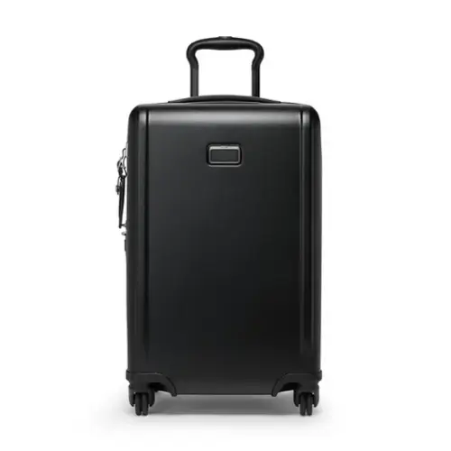 Front. TUMI - Ventra Expandable Carry-On Spinner Suitcase - Black Texture.