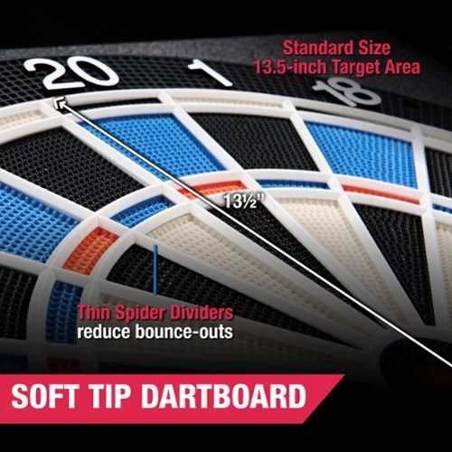 MD Sports Elmhurst Smart Dartboard Cabinet with Digital Scorekeeping and Soft Tip Dart Set - ‎Wood / Black / White / Red / Blue GLOBAL SHIPPING
