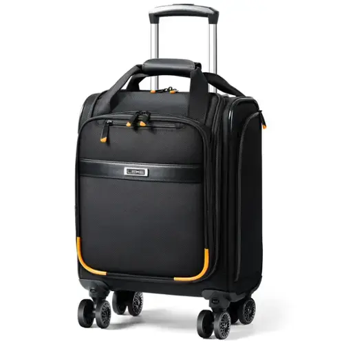 Front. Vulpecula Spade - Underseat Carry On Luggage with Spinner Wheels,16 Inch Softside Suitcase with Detachable Sleeve, Lightweight Travel - Black.