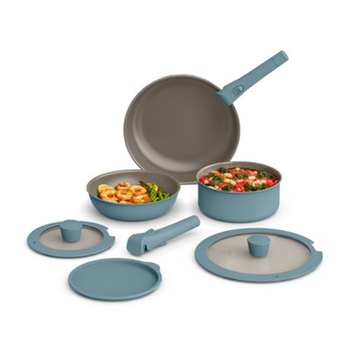 Bella - 8-Piece Ceramic Nonstick Cookware Set with Removable Handles - Surf