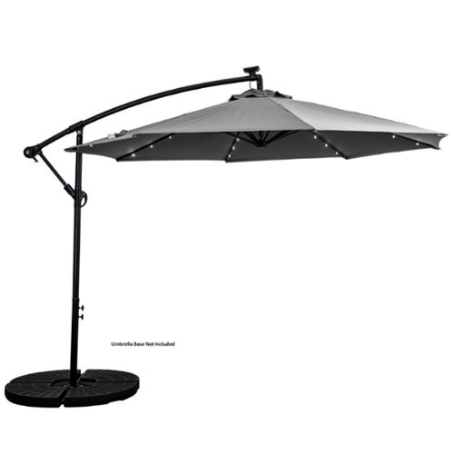 Sun Ray - 10' Offset Aluminum Solar Umbrella - Gray-Front_Standard 