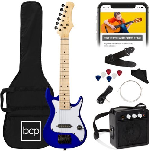 Best Choice Products - 30in Kids Electric Guitar Beginner Starter Kit w/ 5W Amplifier, Strap, Case - Metallic Blue-Front_Standard 