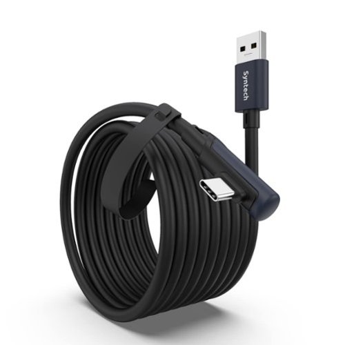 Syntech - VR Link Cable 16 FT Compatible with Oculus/Meta Quest 3/3S, and PC/SteamVR, USB 3.0 to USB C Cable for VR Headset - Black-Front_Standard 