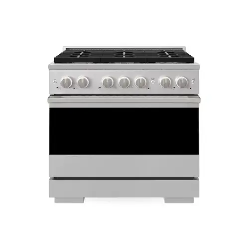 Front. ZLINE - 36 in. 5.2 cu. ft. Marino Freestanding Gas Range with Manual Clean Convection Gas Oven with 6 Brass Burners - Stainless Steel.