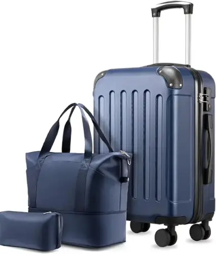 Front. LUGGEX - LUGGEX 20 Inch Carry On Luggage Airline Approved, Hardside Suitcase with Wheels, TSA Approved, Tote Bag - AVC - Blue.