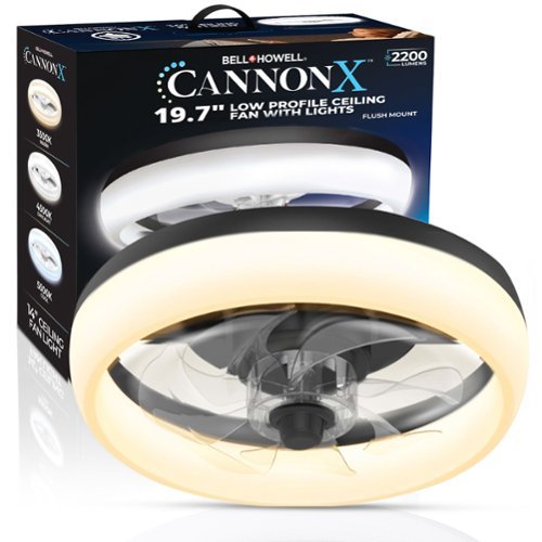 Bell + Howell - CannonX Ceiling Fan Light 19.7" Modern Fandelier Ceiling Fan with LED Light, Remote Control, 6 Speeds, 2200 Lumens - Black-Front_Standard 