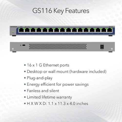 NETGEAR 16-port Gigabit Unmanaged Ethernet Switch - Gray WHERE TO BUY