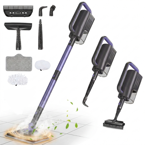 Teendow - 6 in 1 Steam Mop with Upgraded Aluminum Pole, Fast-Heating Powerful Steam Cleaner for Hardwood, Tile & Sealed Floors - Purple-Front_Standard 