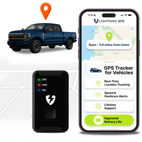Lightning GPS - GL300 GPS Tracker for Vehicles - Real-Time Location Tracking, Anti-Theft & Fleet Management - Subscription Required - Black-Front_Standard 