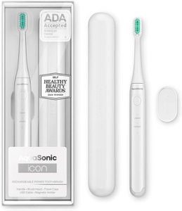 AquaSonic - Icon -  Ultra-Slim Electric Toothbrush with Travel Case, Magnetic Holder, Battery Operated - white