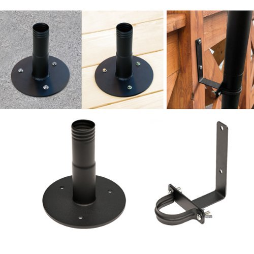 Excello Global Products Premium String Light Poles - 2 Pack - Extends to 10 Feet – Deck Mount (Wood/Concrete) - Black GLOBAL SHIPPING
