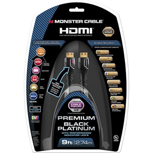 Monster - Platinum Line 9' 4K Ultra HD In-Wall HDMI Cable - Black-Front_Standard