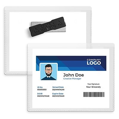 Staples - Magnetic Name Badge Holder Kit, 3" x 4", Vinyl, 20/Pack (51927) - Clear