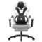 Dowinx - Gaming Chair Ergonomic with Adjustable Massage Lumbar Support, Reclining Office Chair with Footrest for Adults - White-Front_Standard