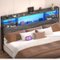 Aheaplus - King Size Headboard with Power Outlet and RGB LED Lights, Headboard with Storage Shelves - Gray Oak-Front_Standard
