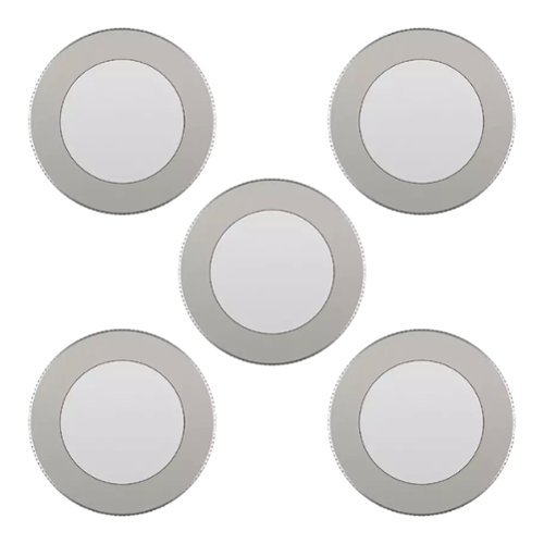 GE - Dimmable Modern Corded Electric Plastic LED Puck Lights, Set of 5, Silver-Front_Standard 