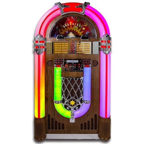 Arkrocket - SATURN V Full Size Bluetooth Vinyl Record Jukebox - Dark Oak-Front_Standard 