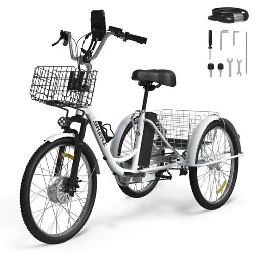 Skeri - Tricycle for Adults, Black Electric Trike Motorized Three Wheel Electric Bicycle, 350W 48V Adult Electric Tricycle - White-Front_Standard 