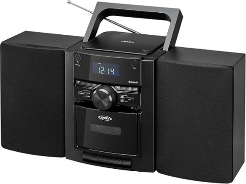Jensen - Portable Bluetooth Stereo, CD Player Music System with Cassette and Digital AM/FM - Black-Front_Standard 