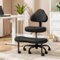 KERDOM - Ergonomic Cross-Legged Office Chair with Wheels, Meditation & Kneeling Chair for Adult, PU Leather Wide Seat 360° Swivel - Black-Front_Standard