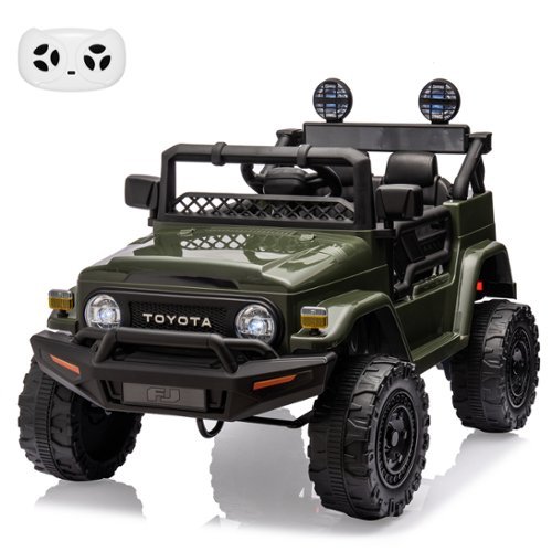 GARVEE - 12V Official Toyota Ride On Truck for Kids, Electric Vehicle w/ Remote, LED Lights, Music, EVA Tires, Safety Belt - Green-Front_Standard 