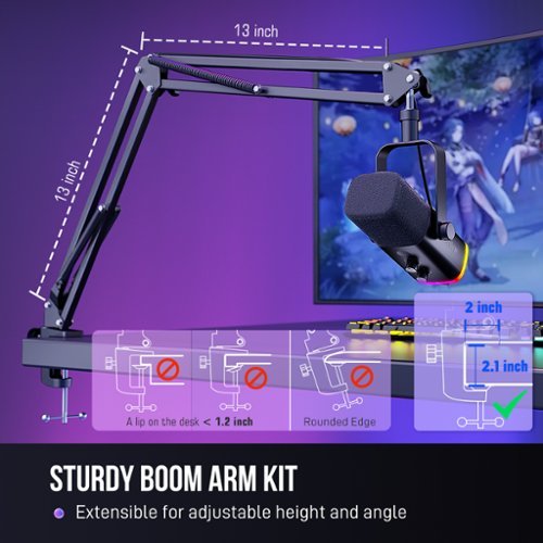 FIFINE  AM8T Gaming Microphone Bundle – Studio-Quality Sound, USB/XLR, RGB Lighting, Arm Boom Stand GLOBAL SHIPPING