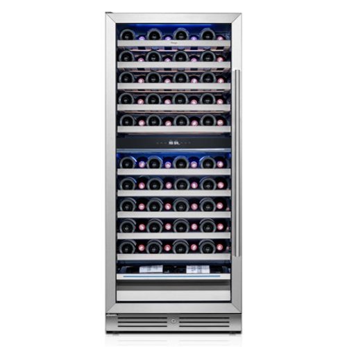 Yeego - 24 inch Dual Zone Wine Cooler Refrigerator,89 Bottle Wine Fridge,Freestanding & Built-in,2 LED,for Home Bar - Stainless Steel-Front_Standard 