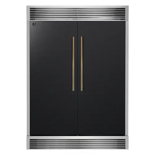 Front. Forno Appliances - Maderno 27.2 Cu. Ft. Side-by-Side Convertible Refrigerator with Decorative Grill Trim - Black.