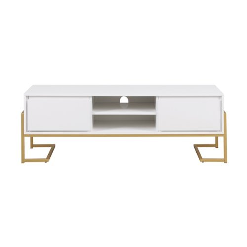 Walker Edison - Modern Glam TV Stand - Solid White-Front_Standard 