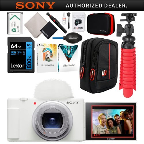 Bundle - Sony - ZV-1 II Vlog Camera with 4K Video for Content Creators and Vloggers White-Front_Standard 