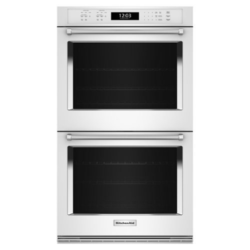 KitchenAid - 30" Built-In Electric Convection Double Wall Oven with Air Fry Mode - White-Front_Standard