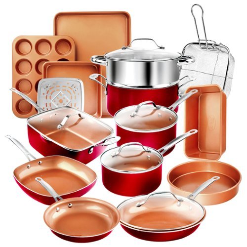Gotham Steel - 20 Piece Nonstick Cookware and Bakeware Set - Red-Front_Standard 