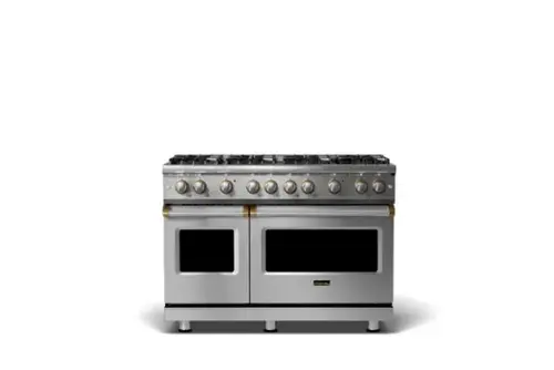 Front. Viking - 6.1 Cu. Ft. Professional 5 Series Freestanding Double Oven Gas Convection 8 Burner Range - Stainless steel.