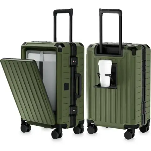 Front. LUGGEX - LUGGEX 21 Inch Carry On Luggage, Aluminum PC Hardside Front Opening  Zipperless Suitcase SF81 - ZX-Pro - Green.