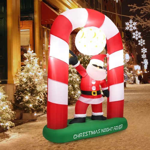 Costway 7.5 FT Inflatable Christmas Lighted Santa Claus Stand on Archway Yard Decoration - Multicolor