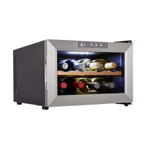 Ivation - 8 Bottle Thermoelectric Wine Cooler, Horizontal Countertop Wine Fridge - Stainless Steel-Front_Standard 