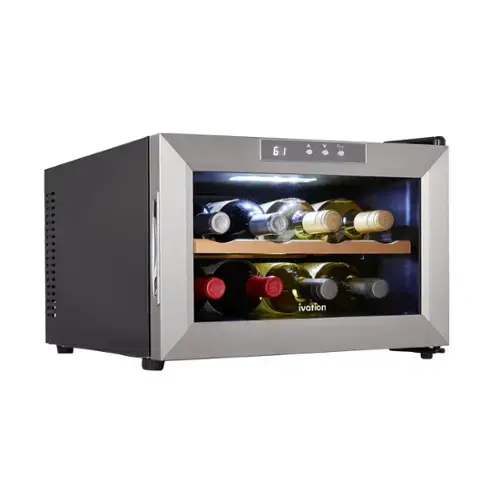 Front. Ivation - 8 Bottle Thermoelectric Wine Cooler, Horizontal Countertop Wine Fridge - Stainless Steel.