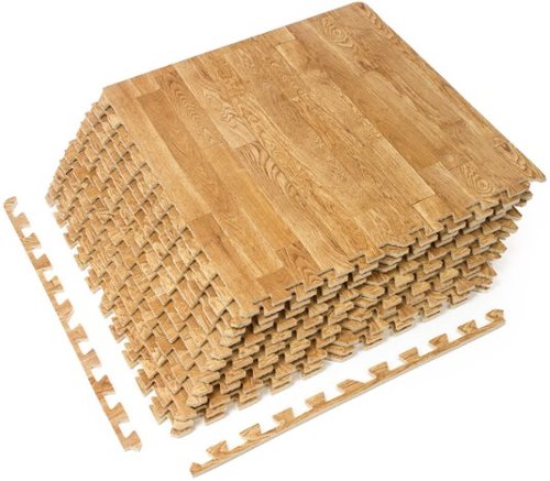 Sorbus - 3/8-Inch Thick 96 Sq. Ft. Wood Grain Floor Foam EVA Interlocking Mats Tiles w/ Borders - for Home, Trade Show - Pine-Front_Standard 