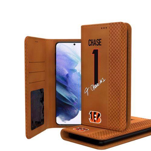Keyscaper - NFL - Ja'Marr Chase Cincinnati Bengals Galaxy Folio Case - S24 - Brown-Front_Standard 