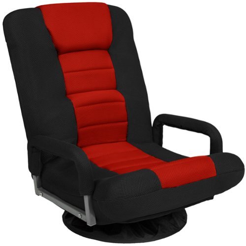 Best Choice Products - 360-Degree Swivel Gaming Floor Chair w/ Armrest Handles, Foldable Adjustable Backrest - Black/Red-Front_Standard 